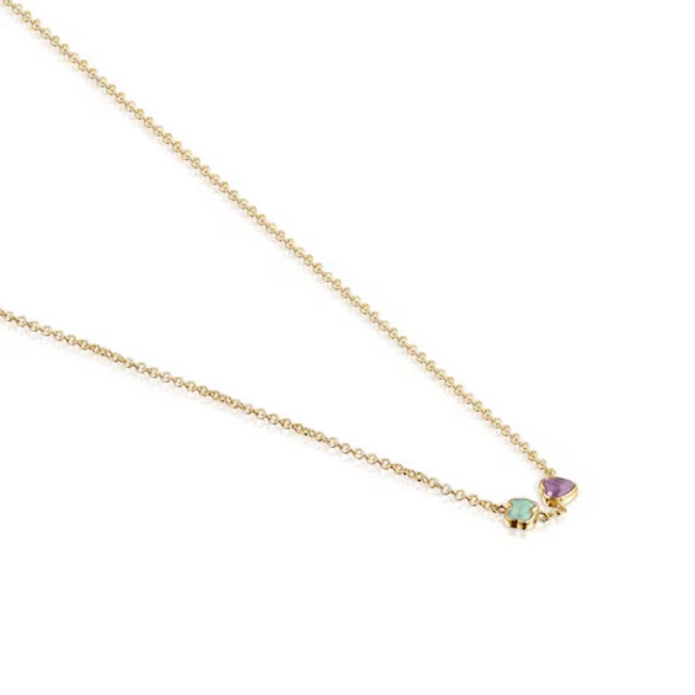 TOUS Glory necklace in silver vermeil with amazonite and amethyst. - Picture 6 of 8